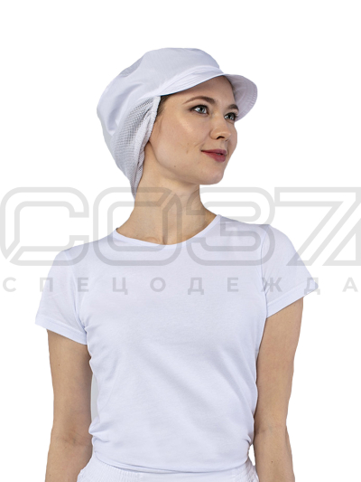 Кепи универсальная с сеткой ХАССП цв.белый тк.тиси -1
